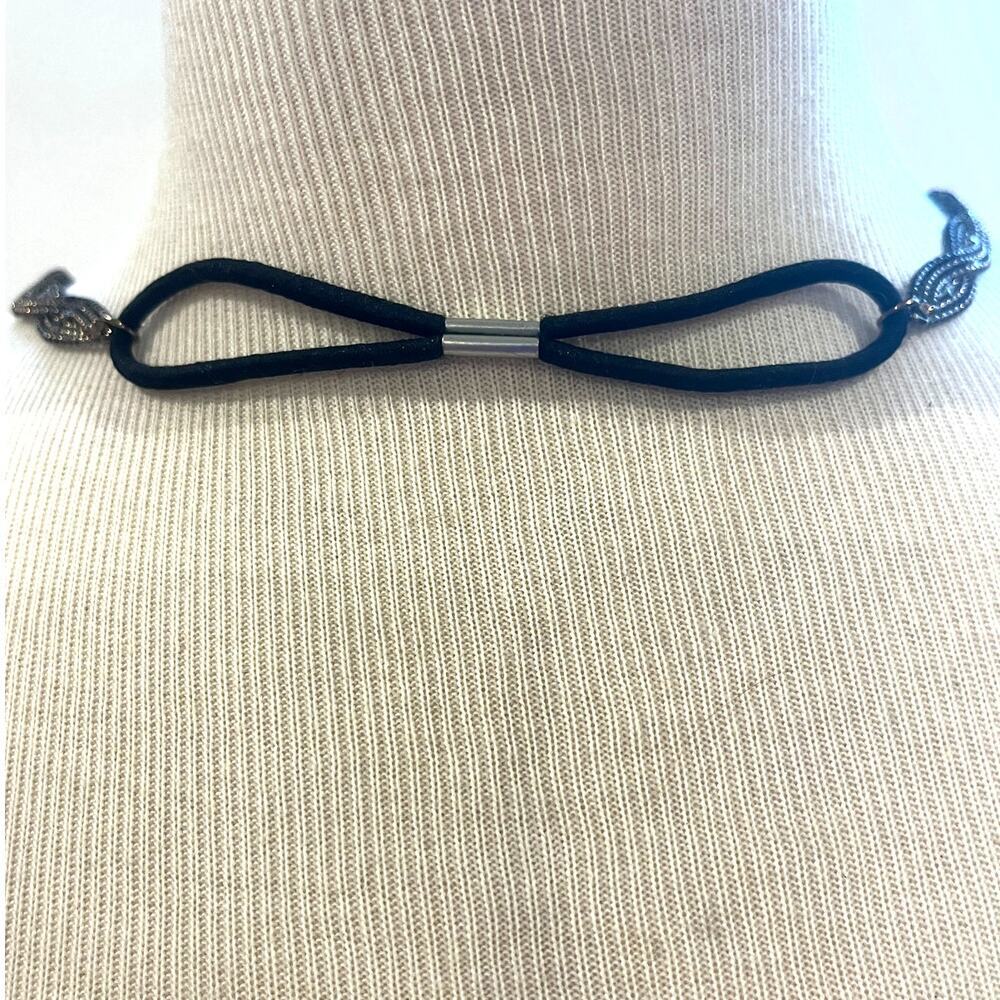 Vintage Black Gothic Metal Mesh Woven Snake Evil Eye Crystal Necklace - Picture 3 of 4